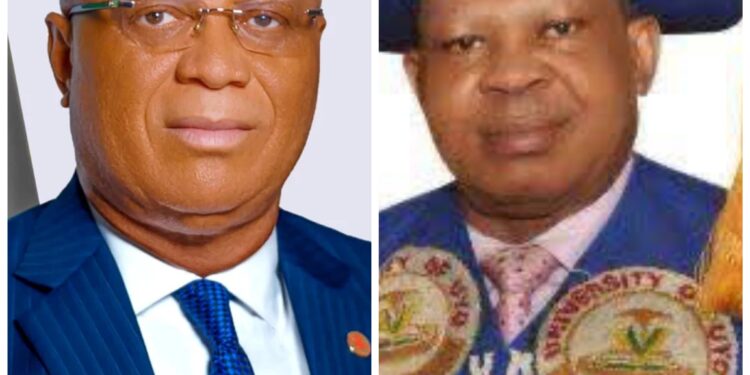 Gov Eno felicitates University of Uyo Vice Chancellor, Prof. Ndaeyo on birthday